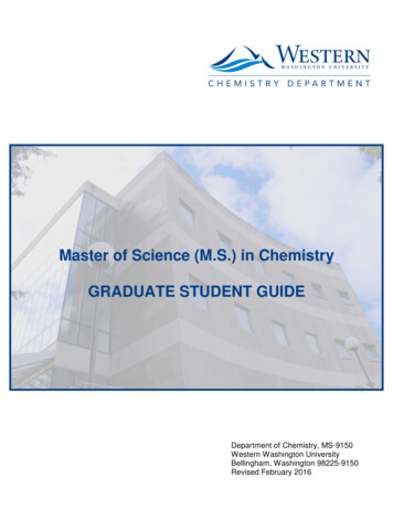 Master Of Science (M.S.) In Chemistry GRADUATE STUDENT GUIDE