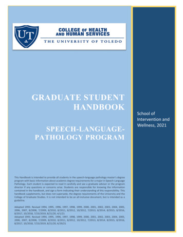 Graduate Student Handbook Speech-language-pathology Program