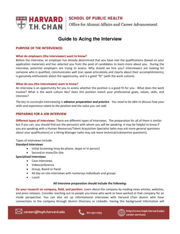 Guide To Acing The Interview - Harvard University