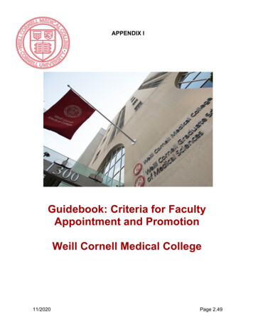 Guidebook: Criteria For Faculty Appointment And Promotion Weill Cornell .