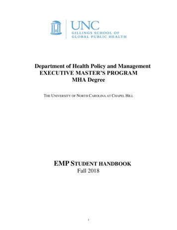 Department Of Health Policy And Management EXECUTIVE .
