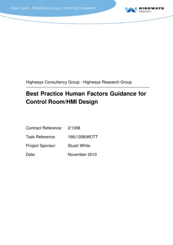 Best Practice Human Factors Guidance For Control Room/HMI .