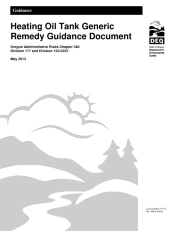 Heating Oil Tank Generic Remedy Guidance Document - Oregon