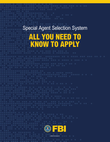 Special Agent Selection System ALL YOU NEED TO KNOW TO 