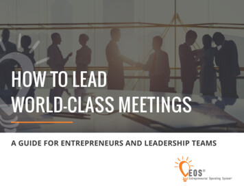 HOW TO LEAD WORLD-CLASS MEETINGS - Patrick Metzger