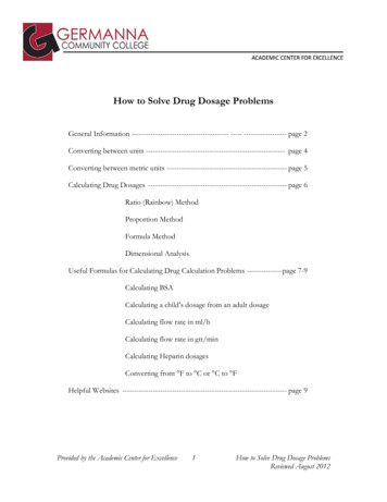 Drug Dosage Calculations - Germanna Community College