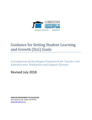Guidance For Setting Student Learning And Growth (SLG) Goals