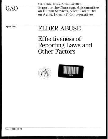 HRD-91-74 Elder Abuse: Effectiveness Of Reporting Laws And Other Factors