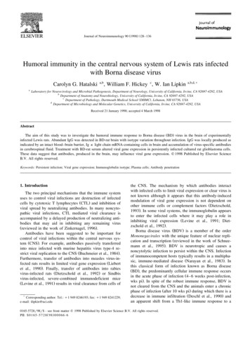 Humoral Immunity In The Central Nervous System Of Lewis .