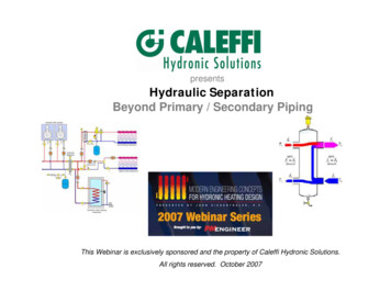Beyond Primary / Secondary Piping - Caleffi Hydronic Solutions