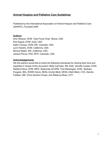 Animal Hospice And Palliative Care Guidelines - IAAHPC