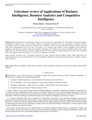 Literature Review Of Applications Of Business Intelligence, Business .