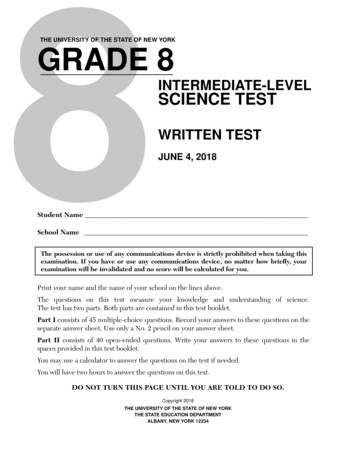 Grade 8 Intermediate-level Science Test
