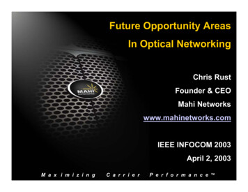 Future Opportunity Areas In Optical Networking