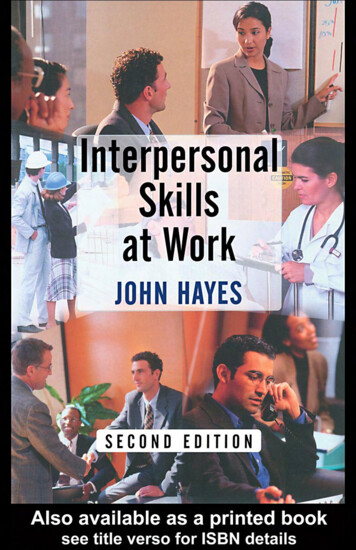 Interpersonal Skills At Work, Second Edition