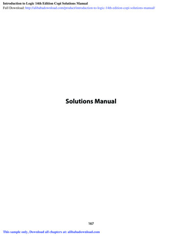 Introduction To Logic 14th Edition Copi Solutions Manual