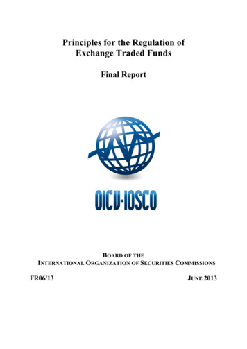 Principles For The Regulation Of Exchange Traded Funds - IOSCO