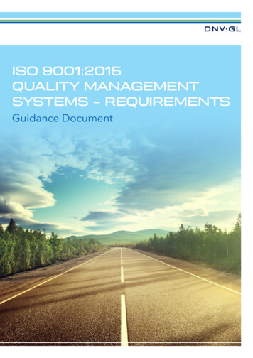ISO 9001:2015 QUALITY MANAGEMENT SYSTEMS – 