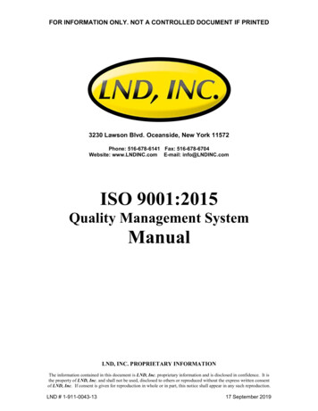 ISO Quality Manual - LND, Inc