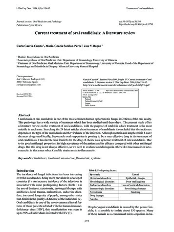 Current Treatment Of Oral Candidiasis: A Literature Review