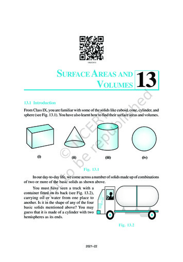 SURFACE A V REAS OLUMES AND 13 - NCERT