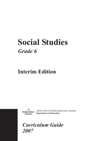 Social Studies - Grade 6 - Interim Edition - Curriculum Guide
