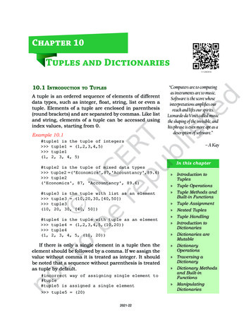 Tuples And Dictionaries - NCERT