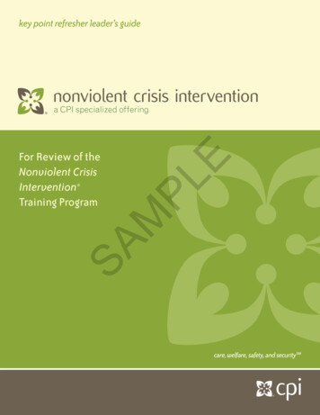 For Review Of The Nonviolent Crisis Intervention Training .