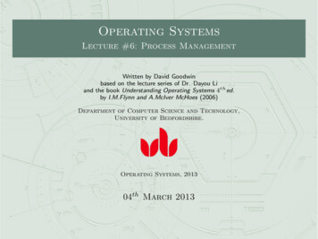 Operating Systems - Lecture #6: Process Management