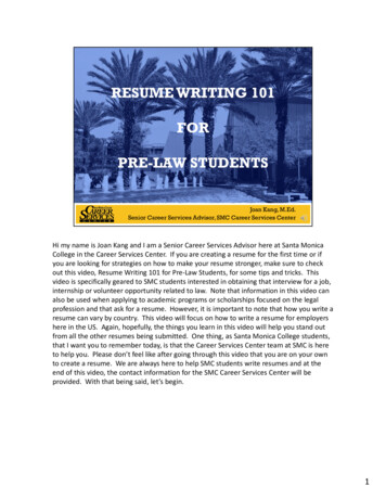 RESUME WRITING 101 FOR PRE-LAW STUDENTS