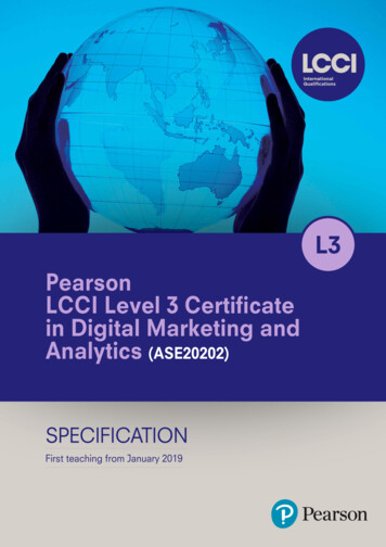 Pearson LCCI Level 3 Certiﬁ Cate In Digital Marketing And Analytics .