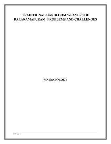 TRADITIONAL HANDLOOM WEAVERS OF BALARAMAPURAM: PROBLEMS AND . - Loyola
