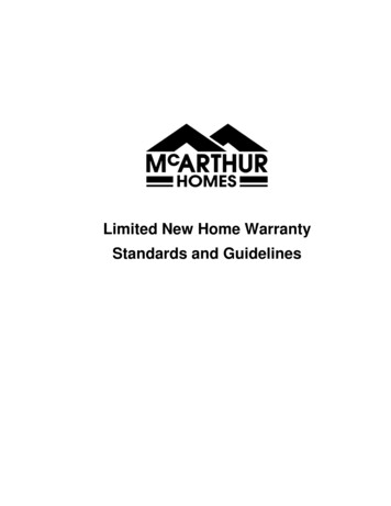 Limited New Home Warranty Standards And Guidelines - McArthur Homes