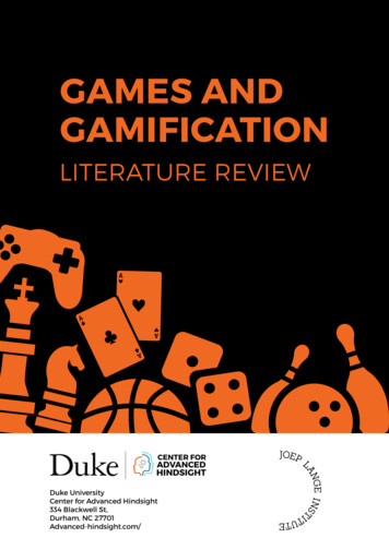 GAMES AND GAMIFICATION - Behavioral Economics