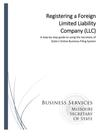 Registering A Foreign Limited Liability Company (LLC)