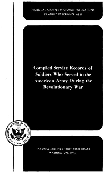 Compiled Service Records Of Soldiers Who Served In The .