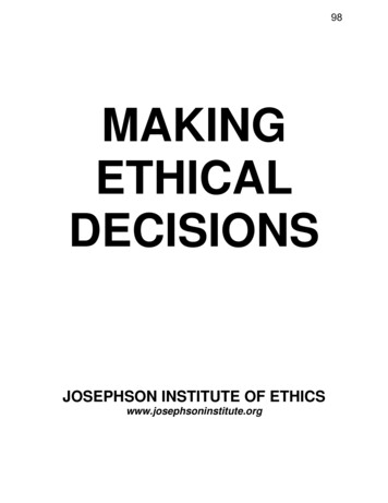 MAKING ETHICAL DECISIONS - University Of Kentucky