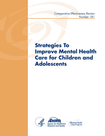 Strategies To Improve Mental Health Care For Children And Adolescents