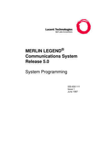 Merlin Legend Phone System Manual - Rhode Island Telephone
