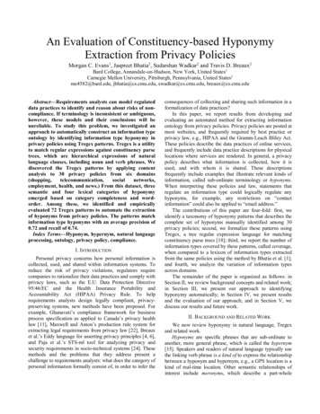 An Evaluation Of Constituency-based Hyponymy Extraction From Privacy .