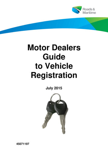 Motor Dealers Guide To Vehicle Registration - Transport For NSW
