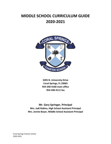 MIDDLE SCHOOL CURRICULUM GUIDE 2020-2021