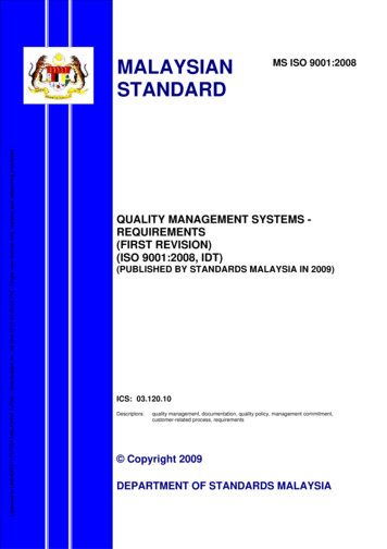 MS ISO 9001:2008 MALAYSIAN STANDARD