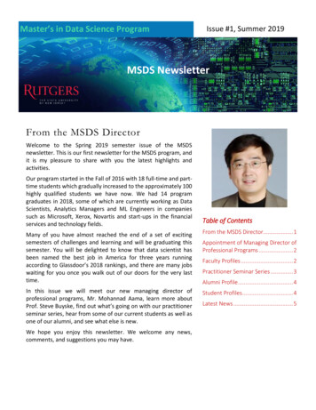 Master's In Data Science Program MSDS Newsletter