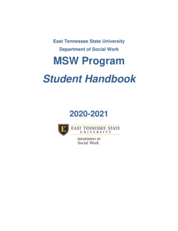 East Tennessee State University Department Of Social Work MSW Program .