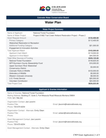 Colorado Water Conservation Board Water Plan