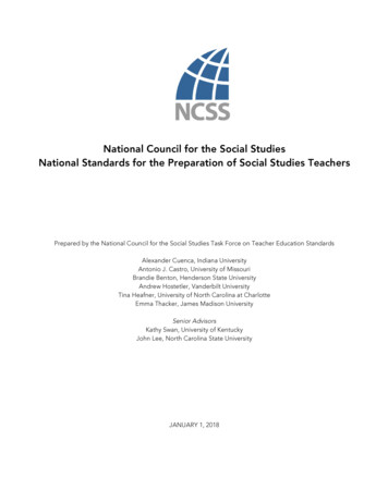 NCSS National Standards For The Preparation Of Social Studies Teachers .