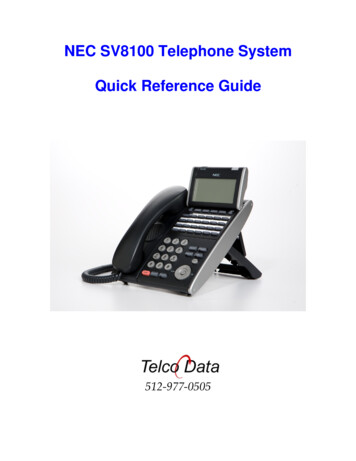 NEC SV8100 Telephone System - Telco Data