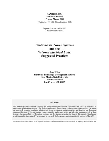 Photovoltaic Power Systems And The National Electrical .