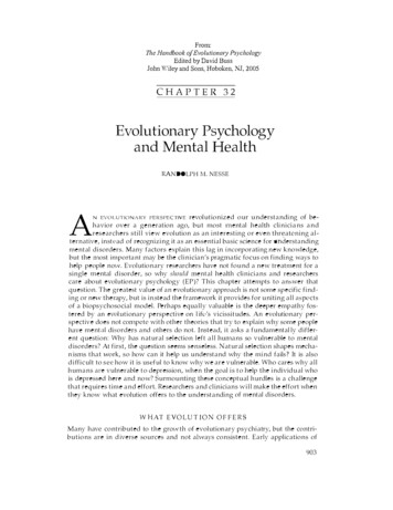 Evolutionary Psychology And Mental Health